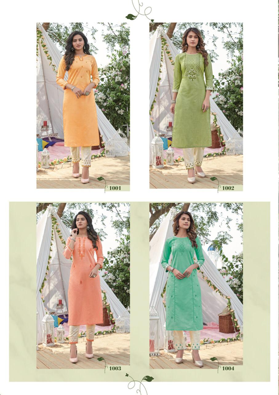 Krisha Lyra Latest Designer Fancy Festive Casual Wear Cotton Heavy Worked Kurtis With Bottom Collection
